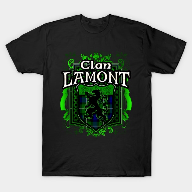 Clan Lamont Tartan Lion T-Shirt by Celtic Folk